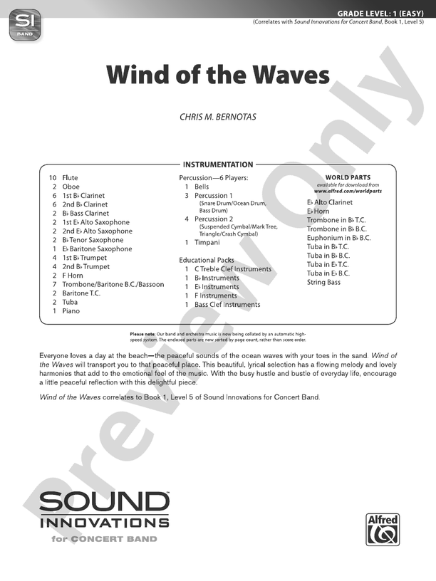 Wind of the Waves - Concert Band Conductor Score & Parts (Digital Download)