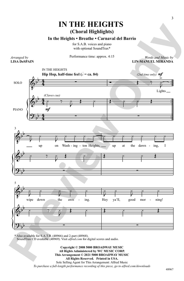 In the Heights (Choral Highlights) - SAB Choral Octavo (Digital Download)