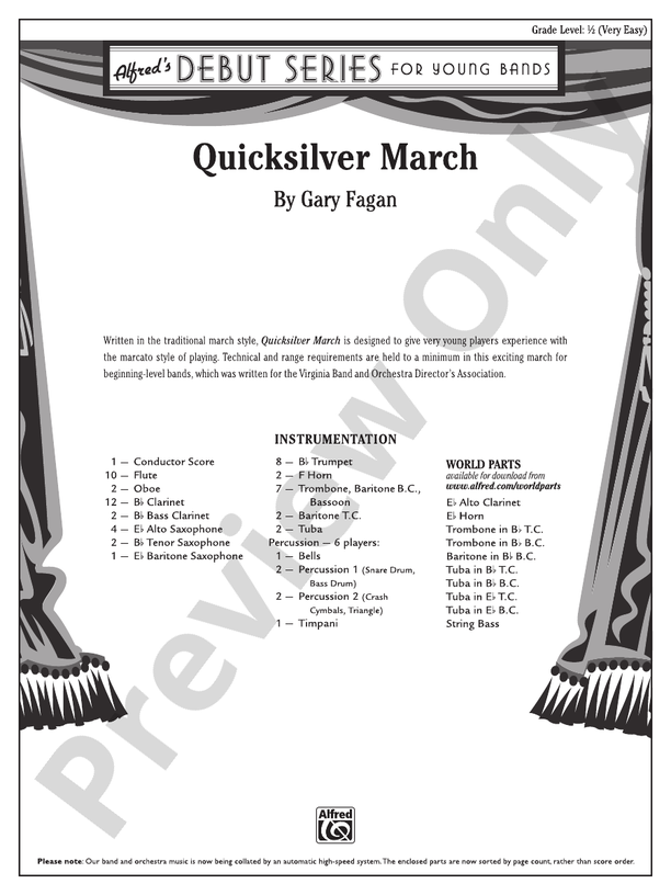 Quicksilver March - Concert Band Conductor Score & Parts (Digital Download)