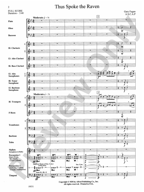 Thus Spoke the Raven - Concert Band Conductor Score & Parts (Digital Download)