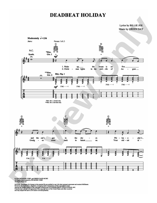 Deadbeat Holiday - Guitar TAB (Digital Download)