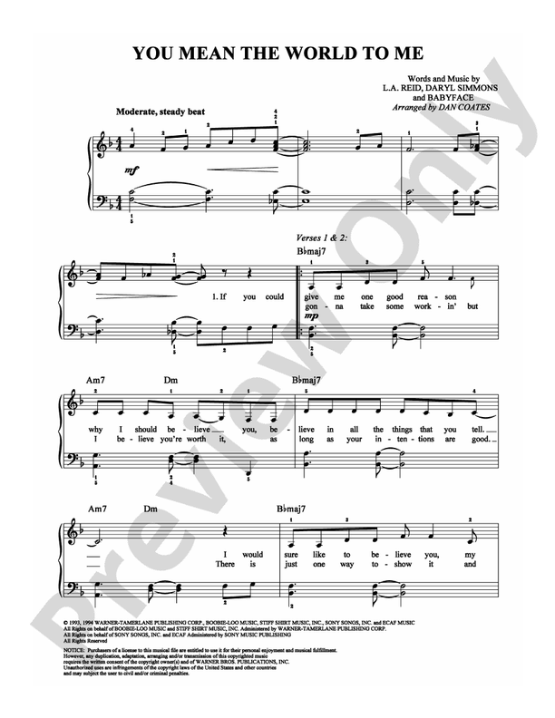 You Mean the World to Me - Arr. Dan Coates - Easy Piano (Digital Download)