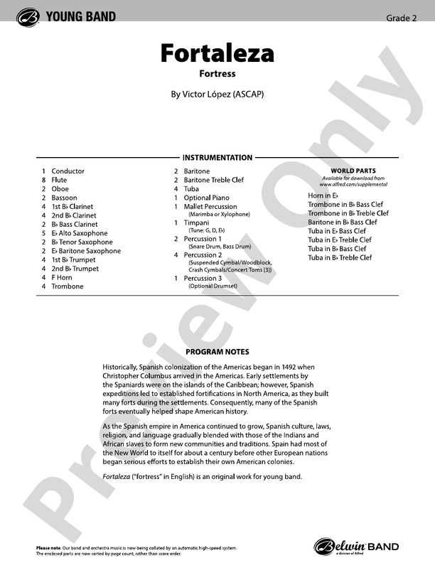 Fortaleza - Concert Band Conductor Score & Parts (Digital Download)