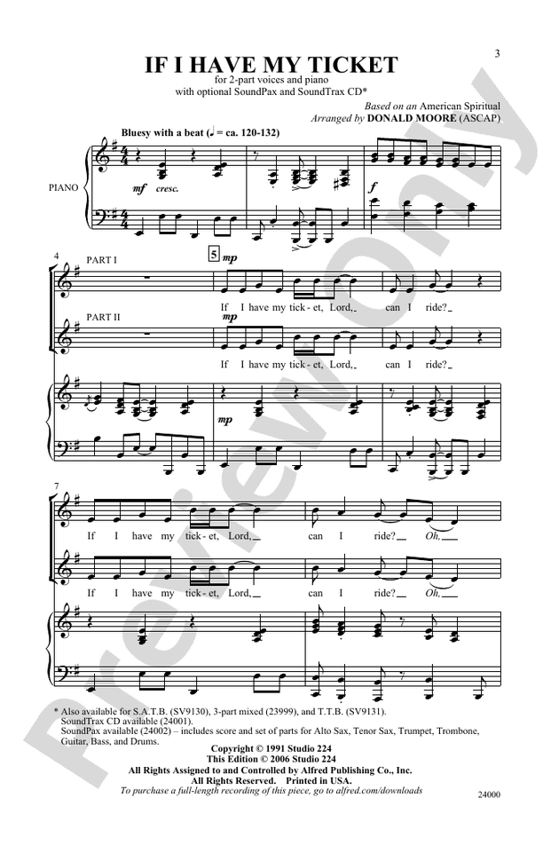 If I Have My Ticket – 2-Part Choral Octavo - Digital Sheet Music Download (Digital Download)