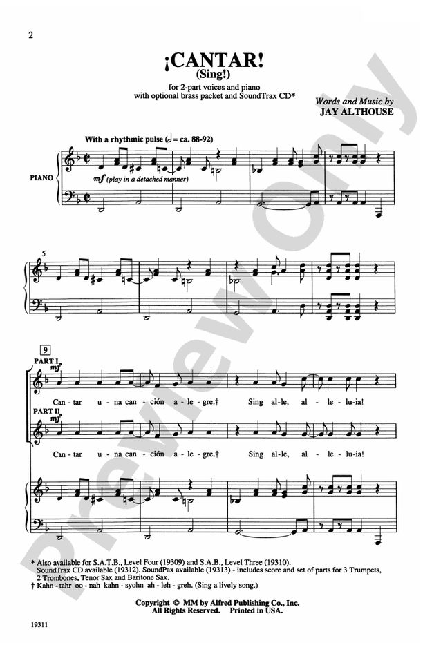 ¡Cantar! (Sing!) - 2-Part Choral Octavo (Digital Download)