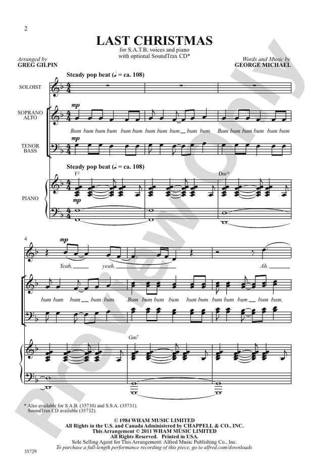 Last Christmas – SATB Choral Octavo (Digital Download)