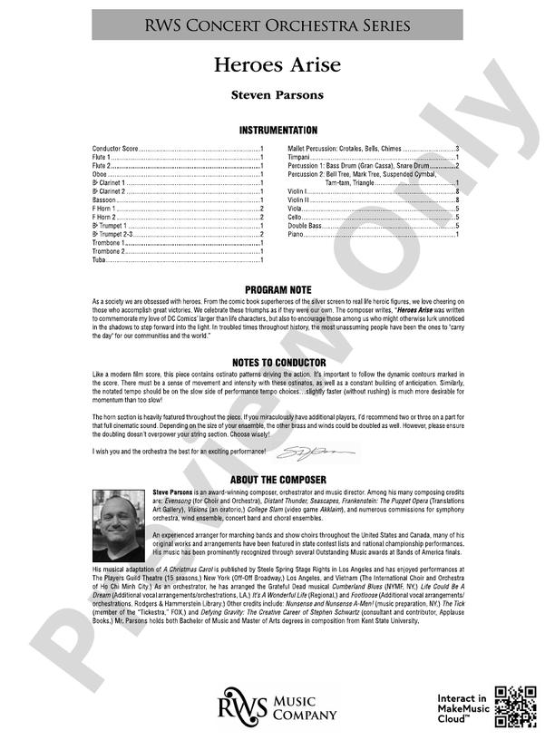 Heroes Arise - Full Orchestra Conductor Score & Parts (Digital Download)