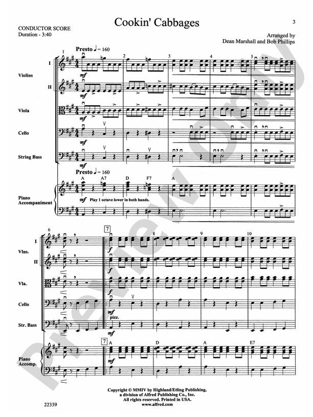 Cookin' Cabbages – String Orchestra Conductor Score & Parts (Digital Download)