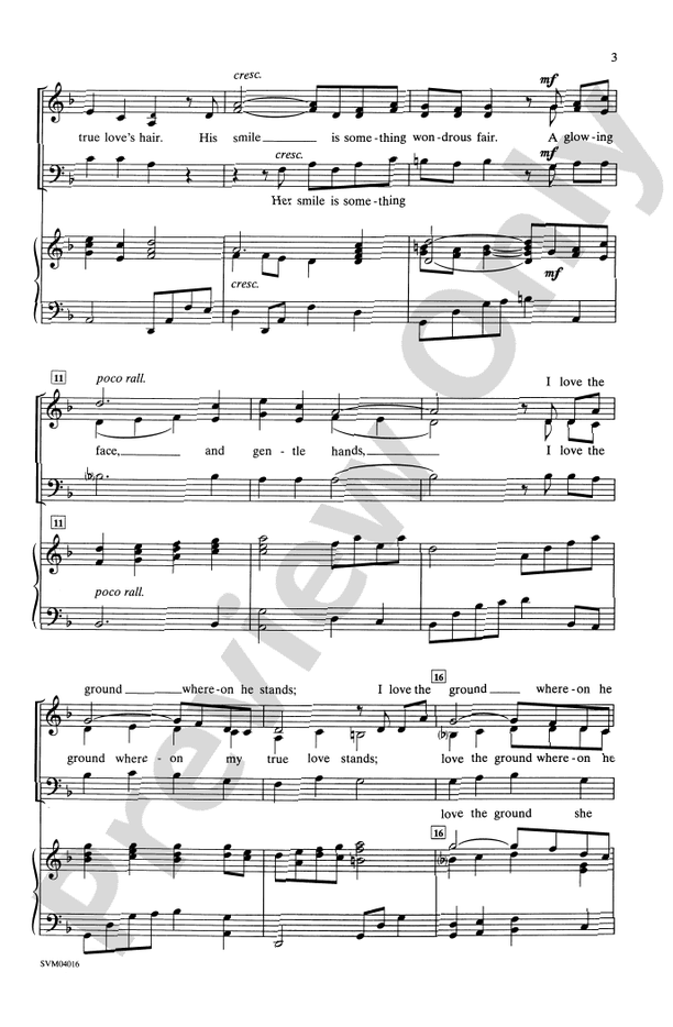 Black Is the Color of My True Love's Hair - 3-Part Mixed Choral Octavo (Digital Download)