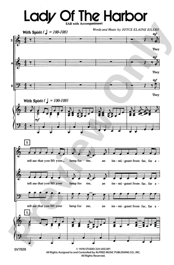 Lady of the Harbor – SAB Choral Octavo (Digital Download)