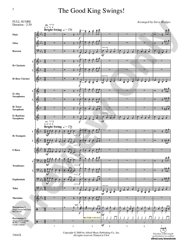The Good King Swings! - Concert Band Conductor Score & Parts (Digital Download)