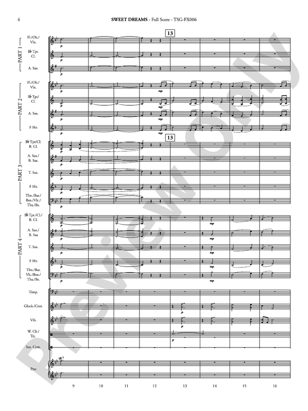 Sweet Dreams (Flexible Arrangement) - Concert Band Conductor Score & Parts (Digital Download)