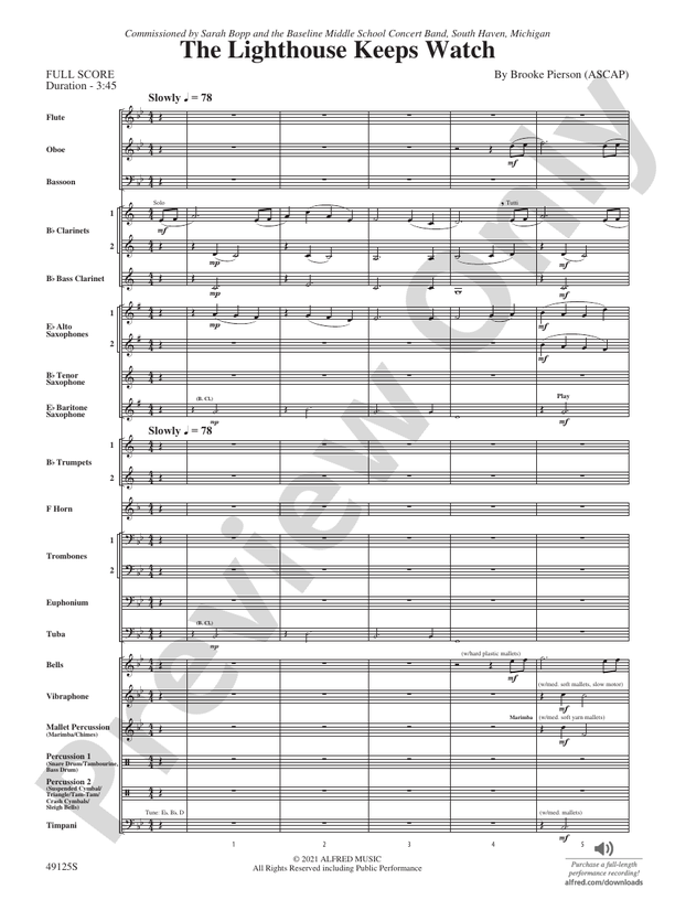 The Lighthouse Keeps Watch - Concert Band Conductor Score & Parts (Digital Download)