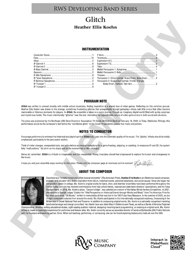 Glitch - Concert Band Conductor Score & Parts(Digital Download)