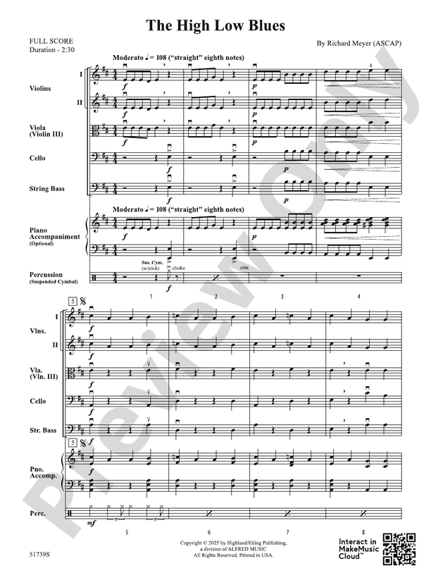 The High Low Blues - String Orchestra Conductor Score & Parts (Digital Download)