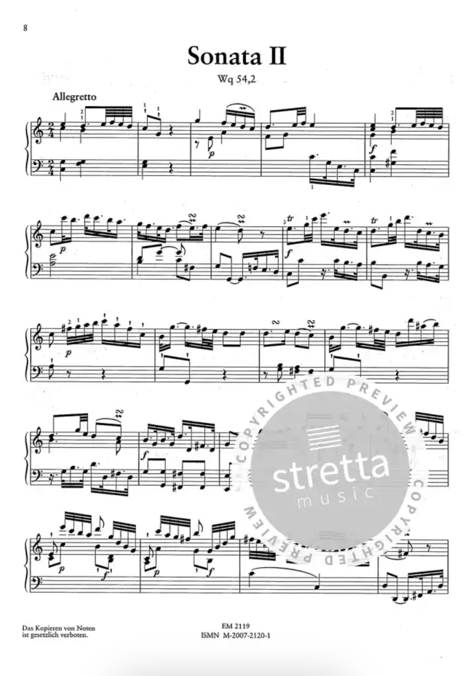 Bach CPE - 6 Keyboard Sonatas Wq54 - Piano Edition Merseburger ED2119