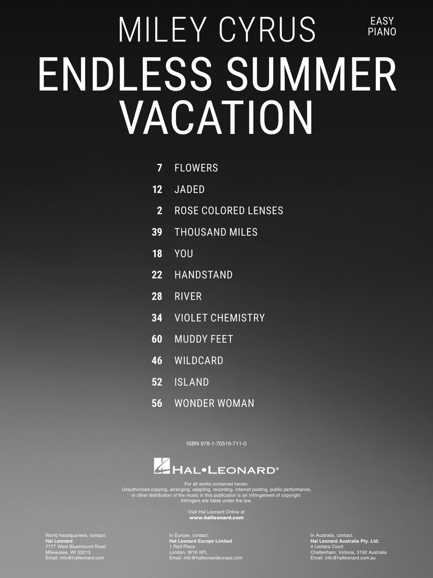 Miley Cyrus - Endless Summer Vacation - Easy Piano Solo Hal Leonard 1229481