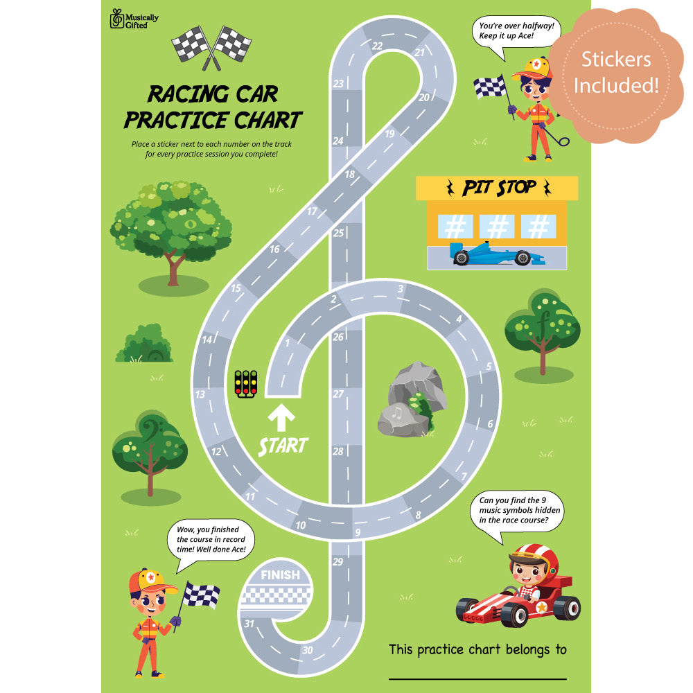 Music Practice Chart Racing Car A3