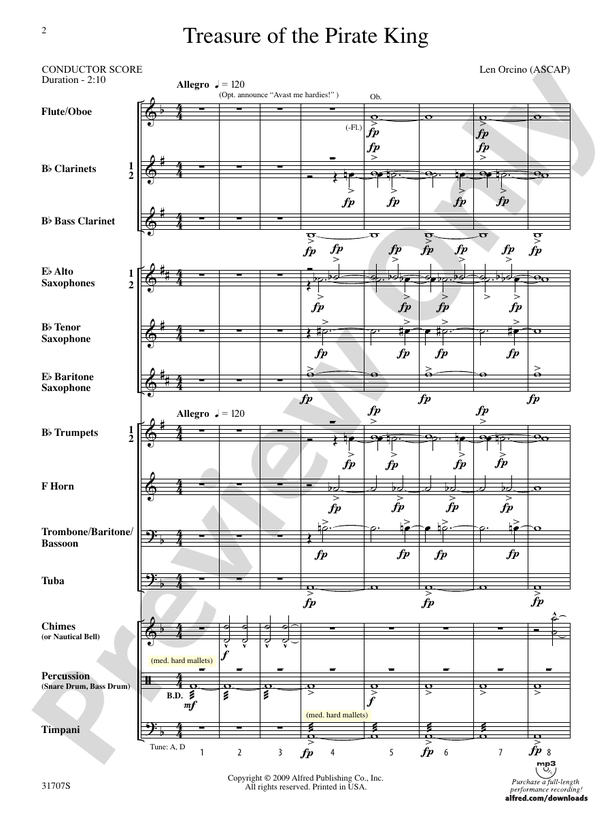 Treasure of the Pirate King - Concert Band Conductor Score & Parts (Digital Download)