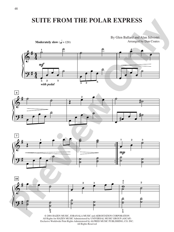 Suite from Polar Express (from "The Polar Express") - DSM-PS-0012901 - Easy Piano (Digital Download)