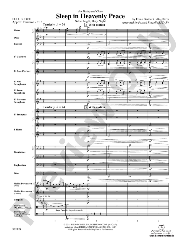 Sleep in Heavenly Peace - Concert Band Conductor Score & Parts (Digital Download)