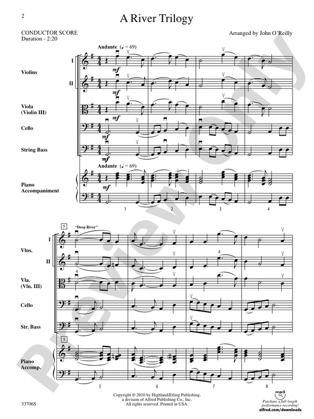 A River Trilogy – String Orchestra Conductor Score & Parts (Digital Download)