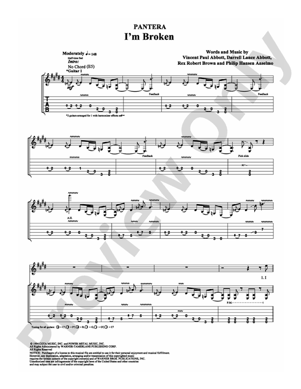 I'm Broken - Guitar TAB (Digital Download)