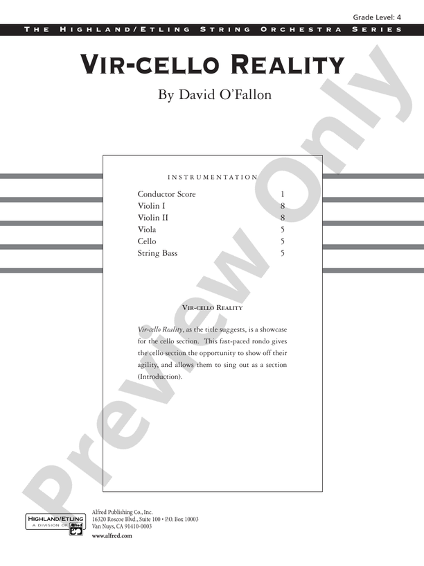 Vir-Cello Reality – String Orchestra Conductor Score & Parts (Digital Download)