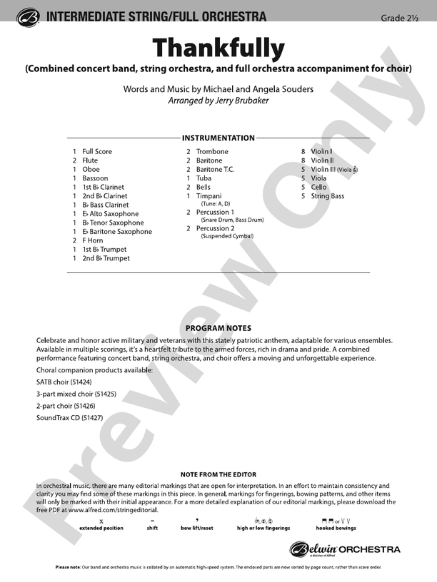 Thankfully - Full Orchestra Conductor Score & Parts (Digital Download)