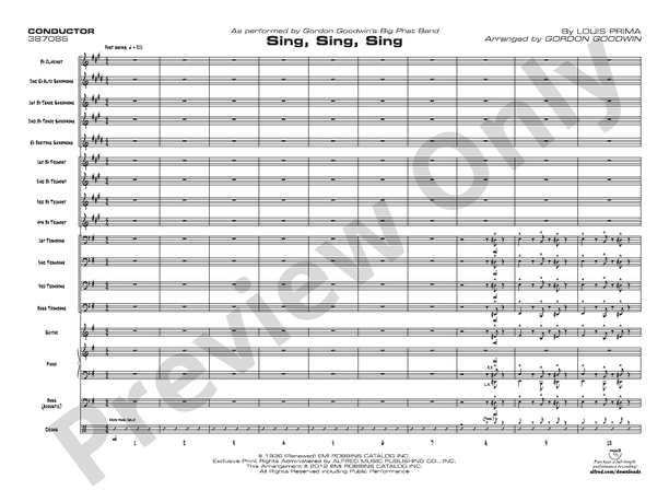 Sing, Sing, Sing (Grade 5) - Jazz Ensemble Conductor Score & Parts(Digital Download)