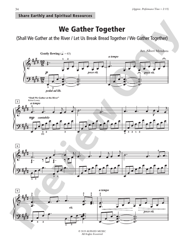 We Gather Together (Medley) (Shall We Gather at the River / Let Us Break Bread Together / We Gather Together) - Piano Solo (Digital Download)