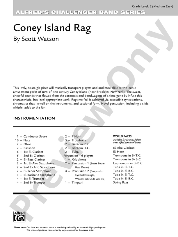 Coney Island Rag - Concert Band Conductor Score & Parts (Digital Download)