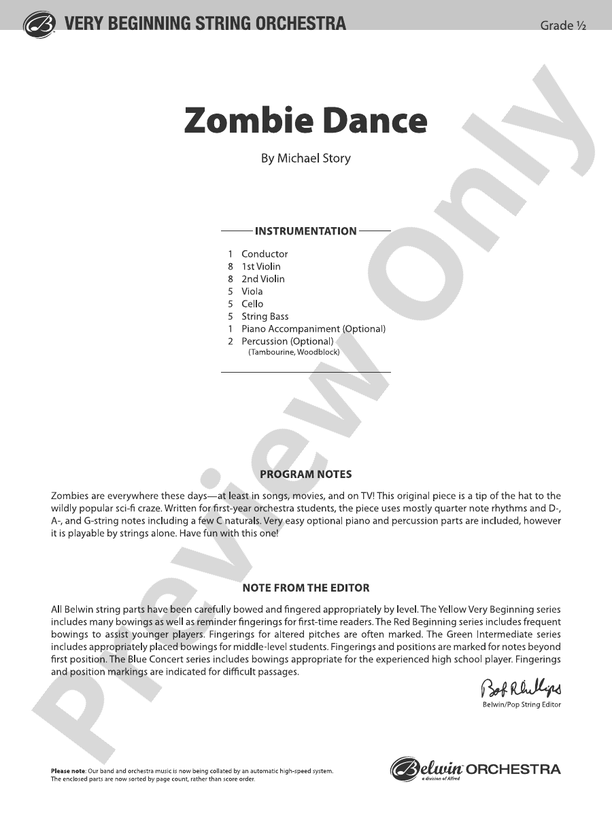 Zombie Dance - String Orchestra Conductor Score & Parts (Digital Download)