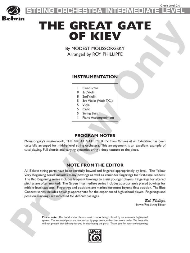 The Great Gate of Kiev – String Orchestra Conductor Score & Parts (Digital Download)