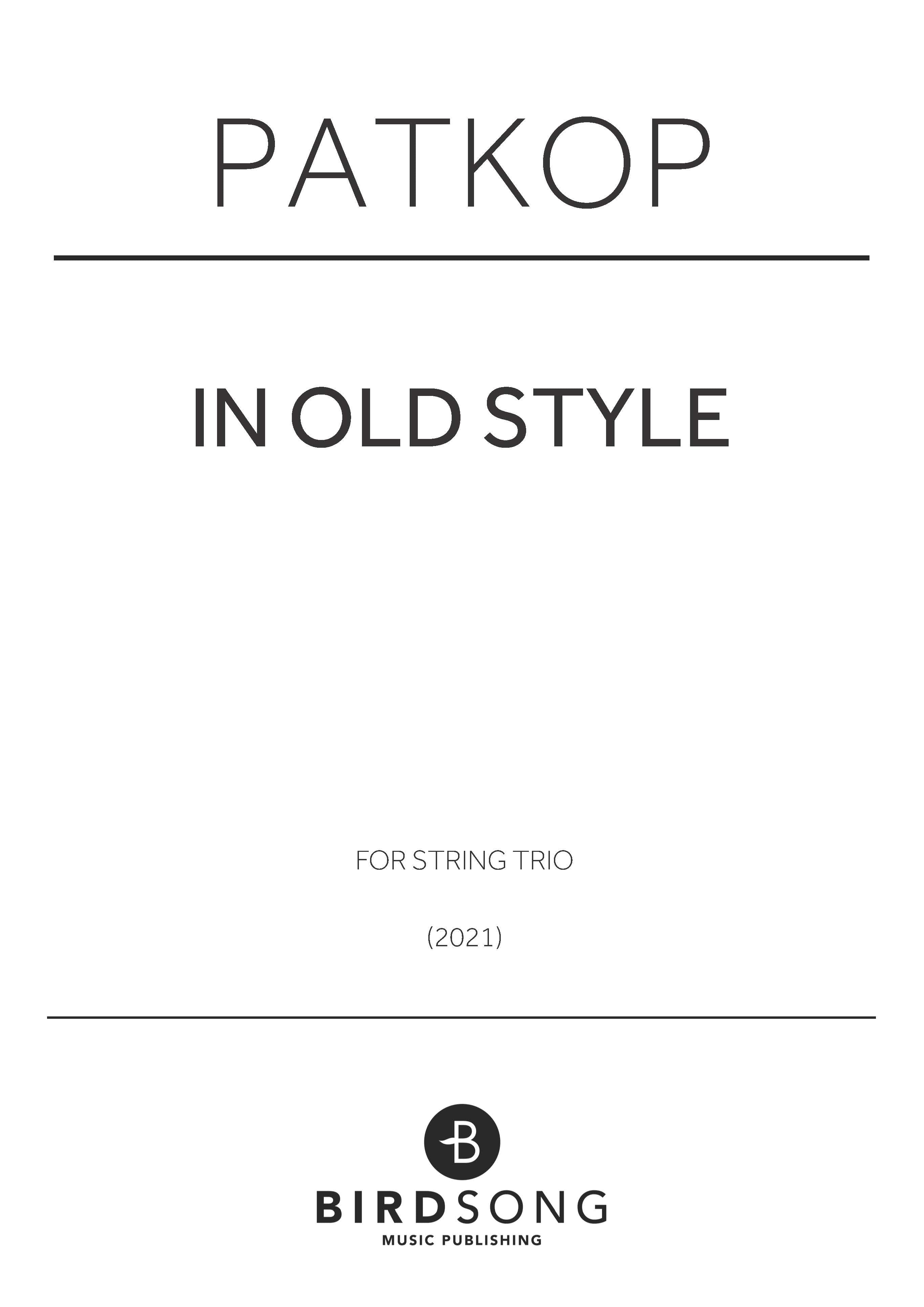 in old style - String Trio (Digital Download)