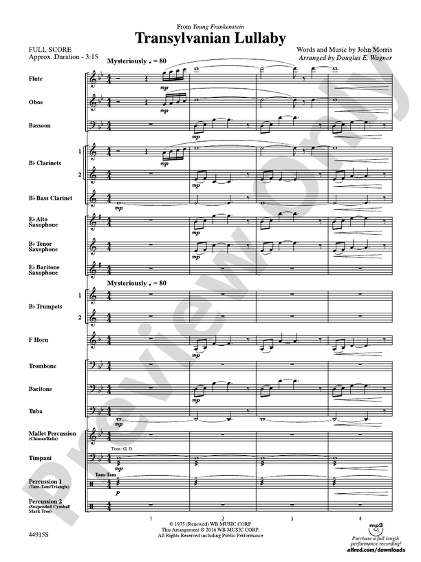 Transylvanian Lullaby - Concert Band Conductor Score & Parts (Digital Download)