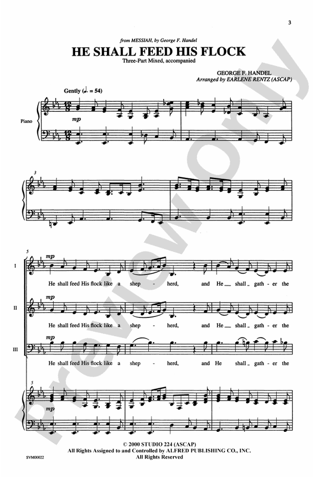 He Shall Feed His Flock – 3-Part Mixed Choral Octavo (Digital Download)