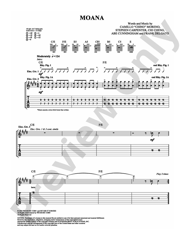 Moana - Guitar TAB (Digital Download)