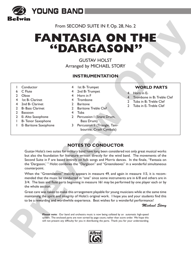 Fantasia on the "Dargason" - Concert Band Conductor Score & Parts (Digital Download)
