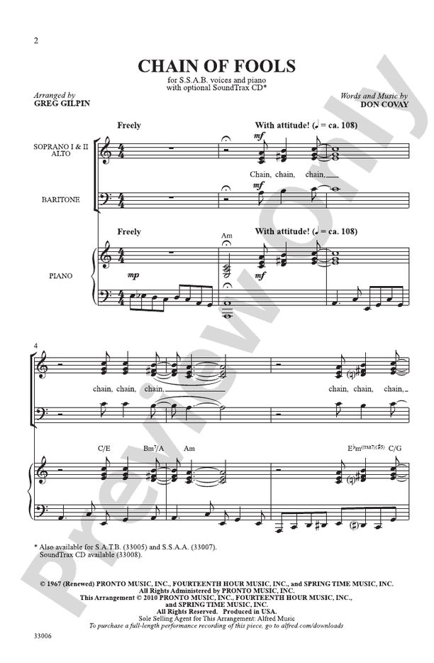 Chain of Fools – SSAB Choral Octavo (Digital Download)