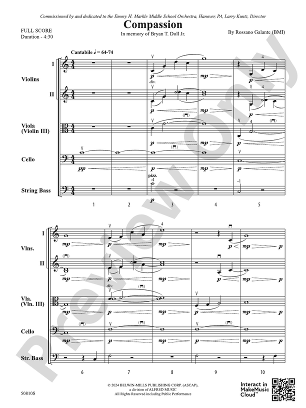 Compassion – String Orchestra Conductor Score & Parts
