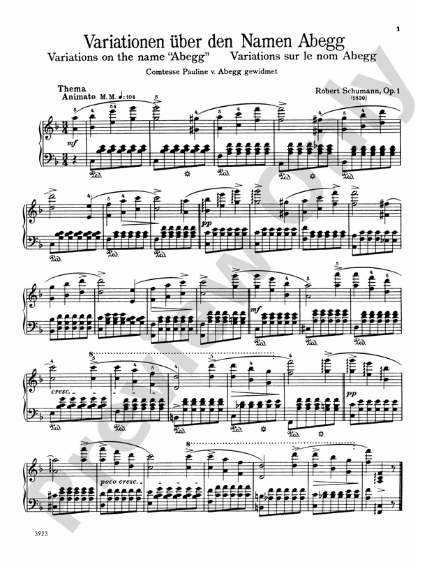 Schumann - Complete Works (Volume I) - Piano Solo (Digital Download)