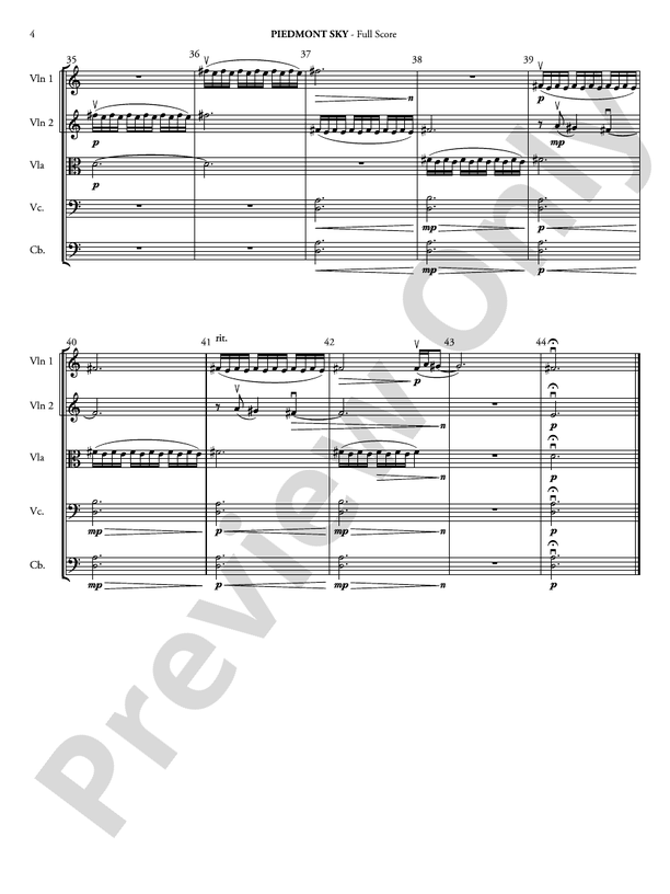 Piedmont Sky - String Orchestra Conductor Score & Parts (Digital Download)