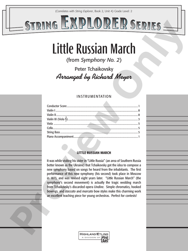 Little Russian March (from Symphony No. 2) – String Orchestra Conductor Score & Parts (Digital Download)