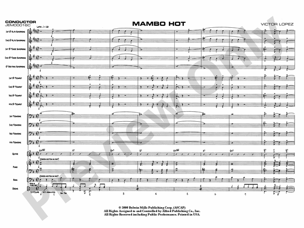 Mambo Hot - Jazz Ensemble Conductor Score & Parts (Digital Download)
