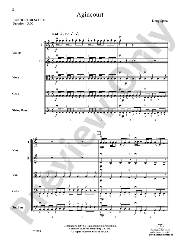 Agincourt – String Orchestra Conductor Score & Parts (Digital Download)