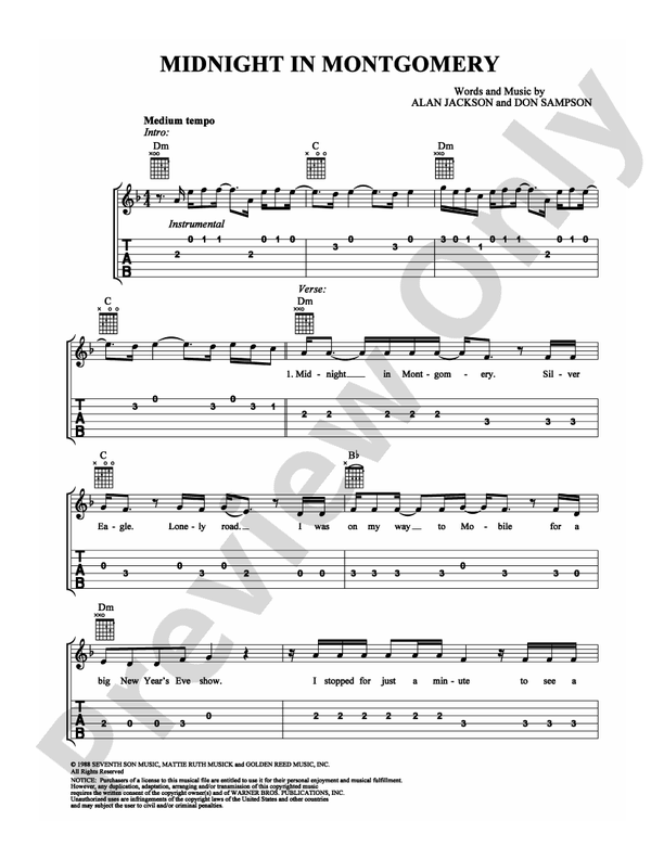 Midnight in Montgomery - Easy Guitar (Digital Download)