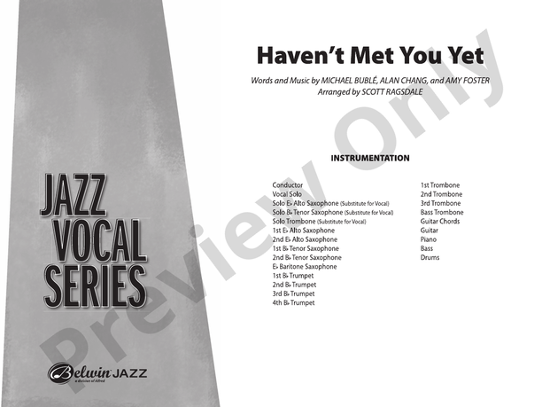 Haven't Met You Yet - Jazz Ensemble Conductor Score & Parts(Digital Download)