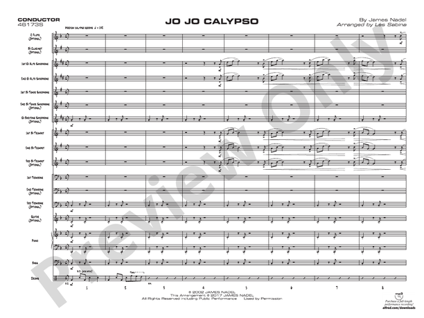 Jo Jo Calypso – Jazz Ensemble Conductor Score & Parts (Digital Download)