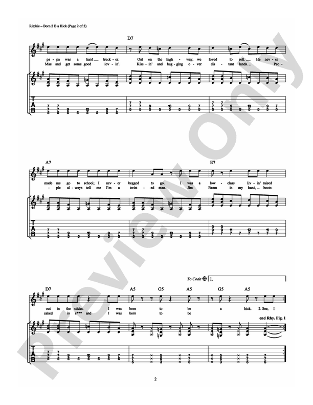 Born 2 B A Hick - Guitar TAB (Digital Download)